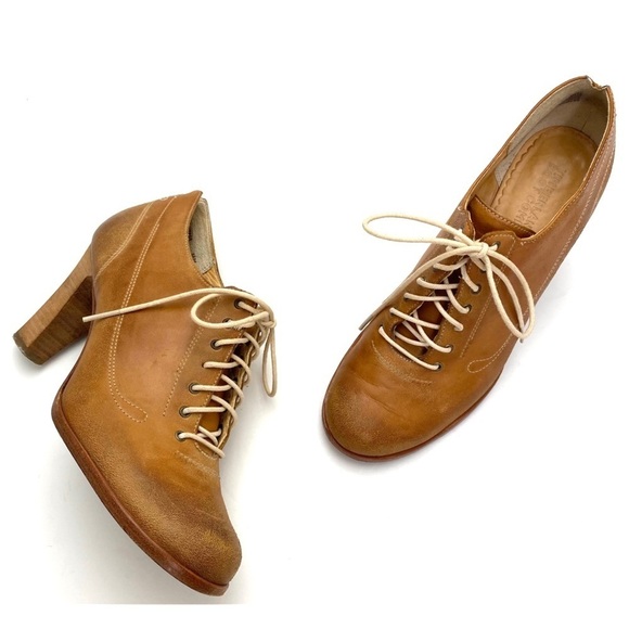 TIMBERLAND Boot Company Marge Leather Lace Up Heeled Oxford Bootie National tan - Picture 5 of 13